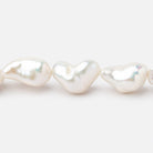 11x7-17x10mm White Straight Drilled Keshi Freshwater Pearls 16 inch 25 pieces - BeadsofCambay.com