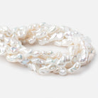 11x7-17x10mm White Straight Drilled Keshi Freshwater Pearls 16 inch 25 pieces - BeadsofCambay.com