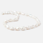 11x7-17x10mm White Straight Drilled Keshi Freshwater Pearls 16 inch 25 pieces - BeadsofCambay.com