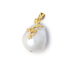 21.5x16.5mm Vermeil Capped White Ultra Baroque Pearl 1 Pendant - Beadsofcambay.com
