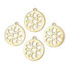 21mm Brushed Filigree Coin Charm Set of 4 pieces - Beadsofcambay.com