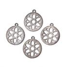 21mm Brushed Filigree Coin Charm Set of 4 pieces - Beadsofcambay.com