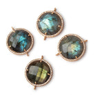 21mm Rose Gold CZ Bezel Labradorite Coin Connector 1 Focal - Beadsofcambay.com