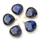 21mm Vermeil Bezel Lapis Lazuli Faceted Heart Pendant 1 piece - Beadsofcambay.com