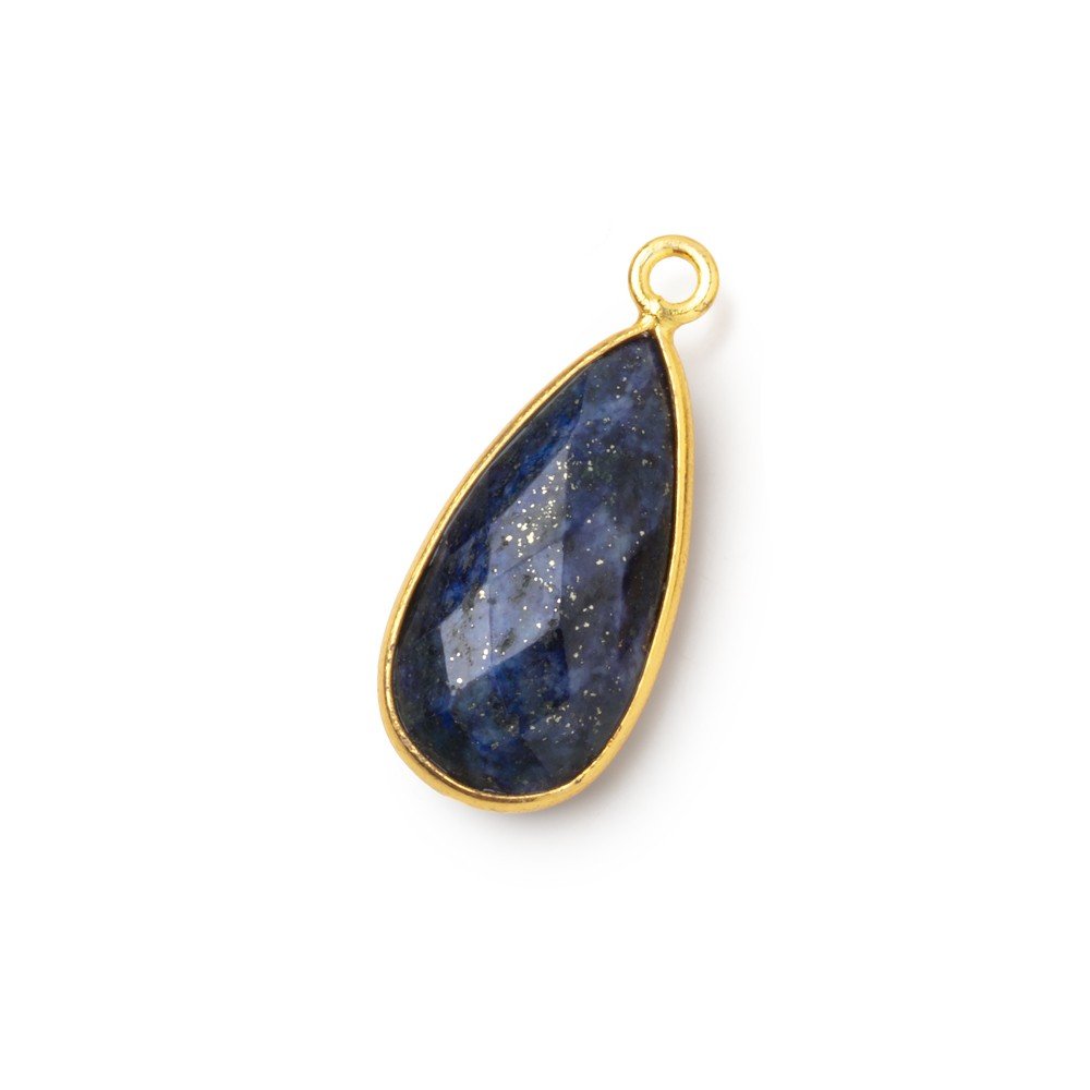 21x11mm Vermeil Bezel Lapis Lazuli Faceted Pear Pendant 1 piece - Beadsofcambay.com