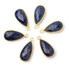 21x11mm Vermeil Bezel Lapis Lazuli Faceted Pear Pendant 1 piece - Beadsofcambay.com