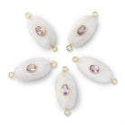21x12mm Rainbow Moonstone Oval with Bezel Pink Amethyst Inlay Connector - Beadsofcambay.com