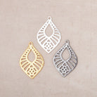 21x15.5mm Brushed Filigree Tear Drop Charm Set of 4 pieces - Beadsofcambay.com