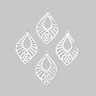 21x15.5mm Brushed Filigree Tear Drop Charm Set of 4 pieces - Beadsofcambay.com