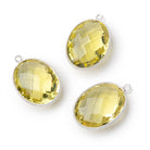21x16mm Sterling Silver Textured Bezel Lemon Quartz Faceted Oval 1 Pendant - Beadsofcambay.com