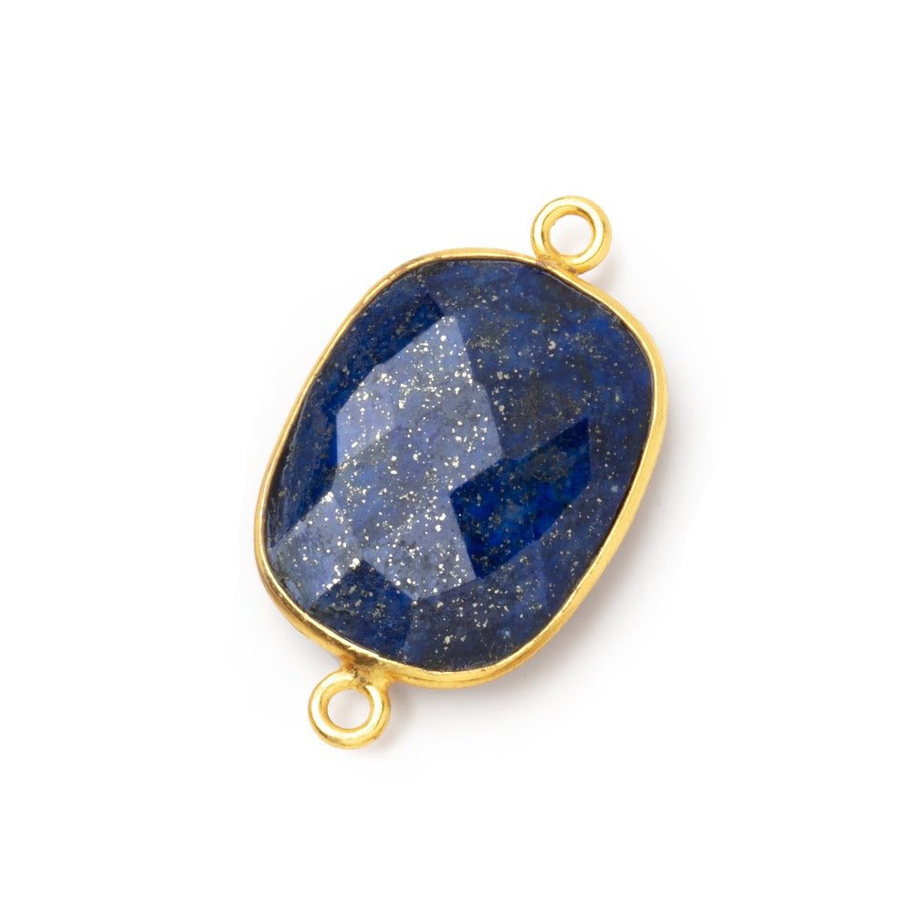 21x16mm Vermeil Bezel Lapis Lazuli Faceted Rectangle Connector 1 piece - Beadsofcambay.com