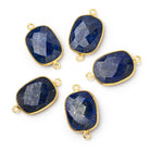 21x16mm Vermeil Bezel Lapis Lazuli Faceted Rectangle Connector 1 piece - Beadsofcambay.com