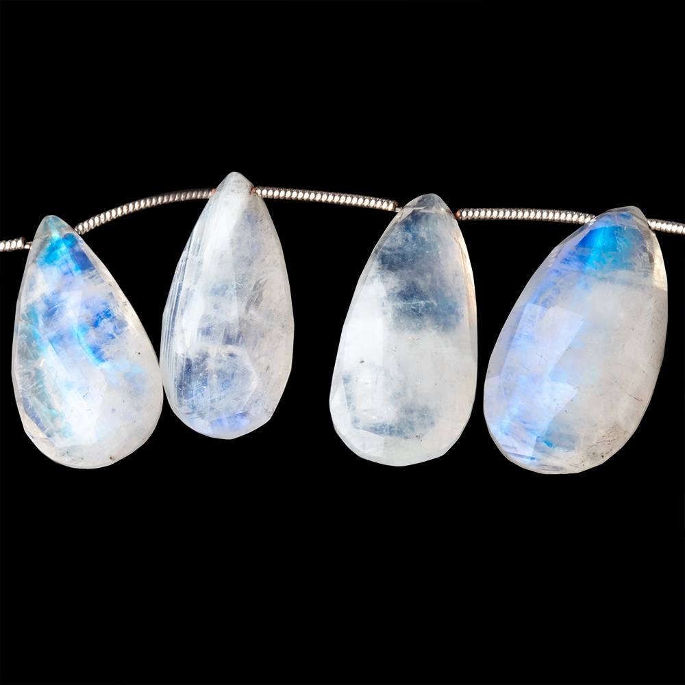 22 - 25mm Rainbow Moonstone Faceted Pear Beads 8 inch 13 pieces - Beadsofcambay.com