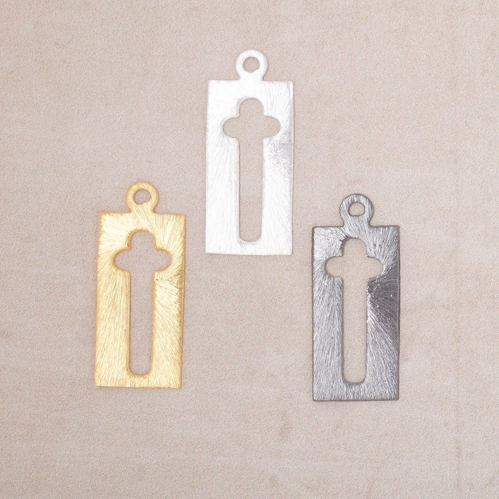 22.5x11mm Brushed Cross Void Charm Set of 4 pieces - Beadsofcambay.com