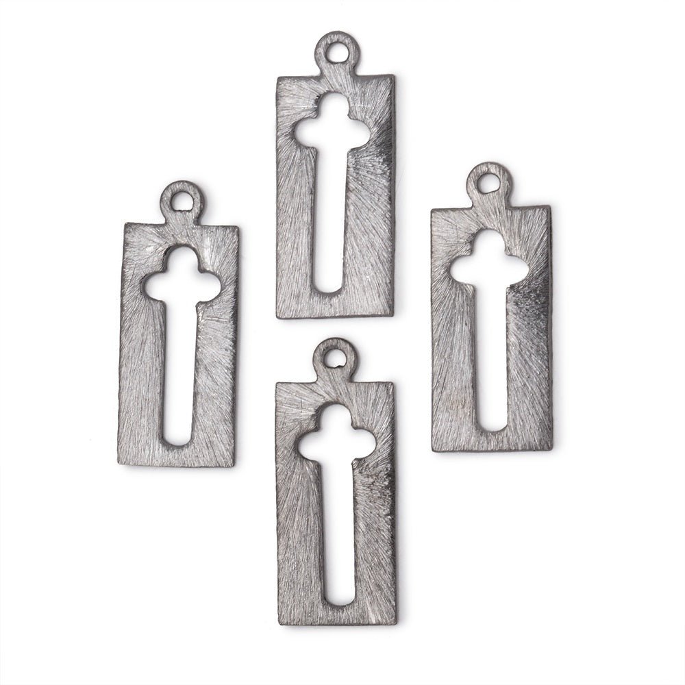 22.5x11mm Black Gold Plated Brushed Cross Void Charm Set of 4 pieces - Beadsofcambay.com
