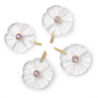 22mm Crystal Quartz Carved Flower with Bezel Pink Amethyst Inlay 1 Pendant - Beadsofcambay.com