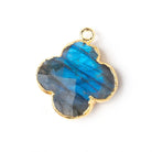 22mm Gold Leafed Labradorite Quatrefoil 1 Pendant - Blue Flash - Beadsofcambay.com