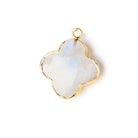 22mm Gold Leafed Rainbow Moonstone Quatrefoil 1 Pendant - Beadsofcambay.com