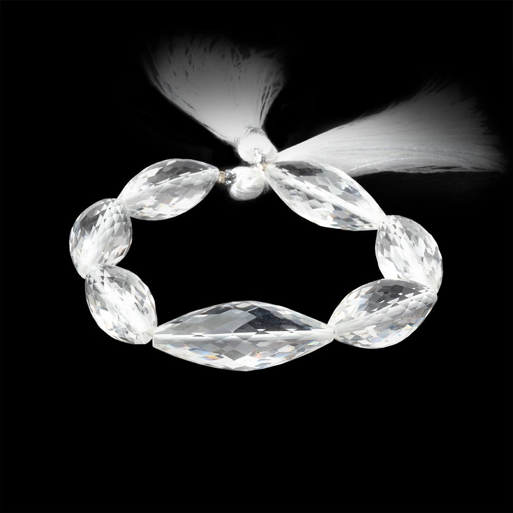 22x10 - 27x11mm Crystal Quartz Faceted Bi - Cone Marquise 6.5 inch 7 Beads - Beadsofcambay.com