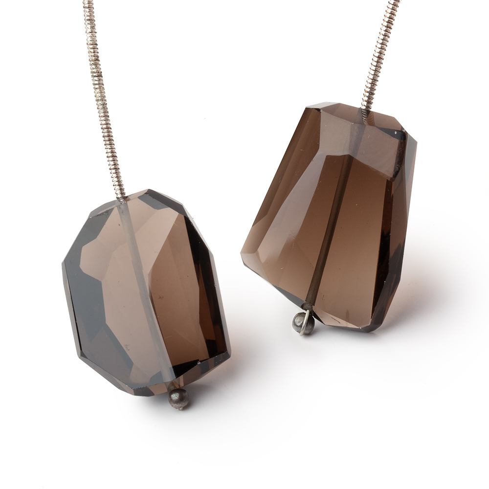 22x17mm Smoky Quartz Faceted Nugget Focal 1 Bead - Beadsofcambay.com