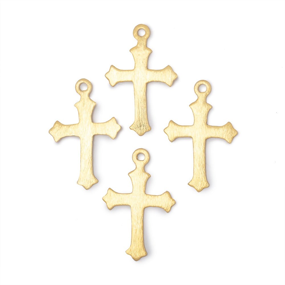 22x18mm Brushed Cross Charm Set of 4 pieces - Beadsofcambay.com