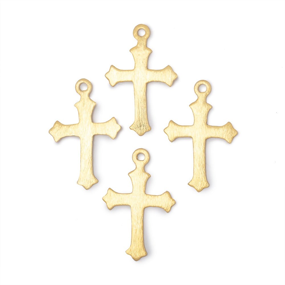 22x18mm 22kt Gold Plated Brushed Cross Charm Set of 4 pieces - Beadsofcambay.com