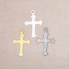 22x18mm Brushed Cross Charm Set of 4 pieces - Beadsofcambay.com