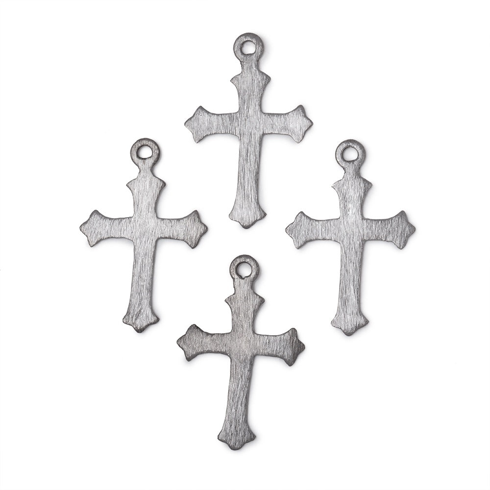 22x18mm Brushed Cross Charm Set of 4 pieces - Beadsofcambay.com