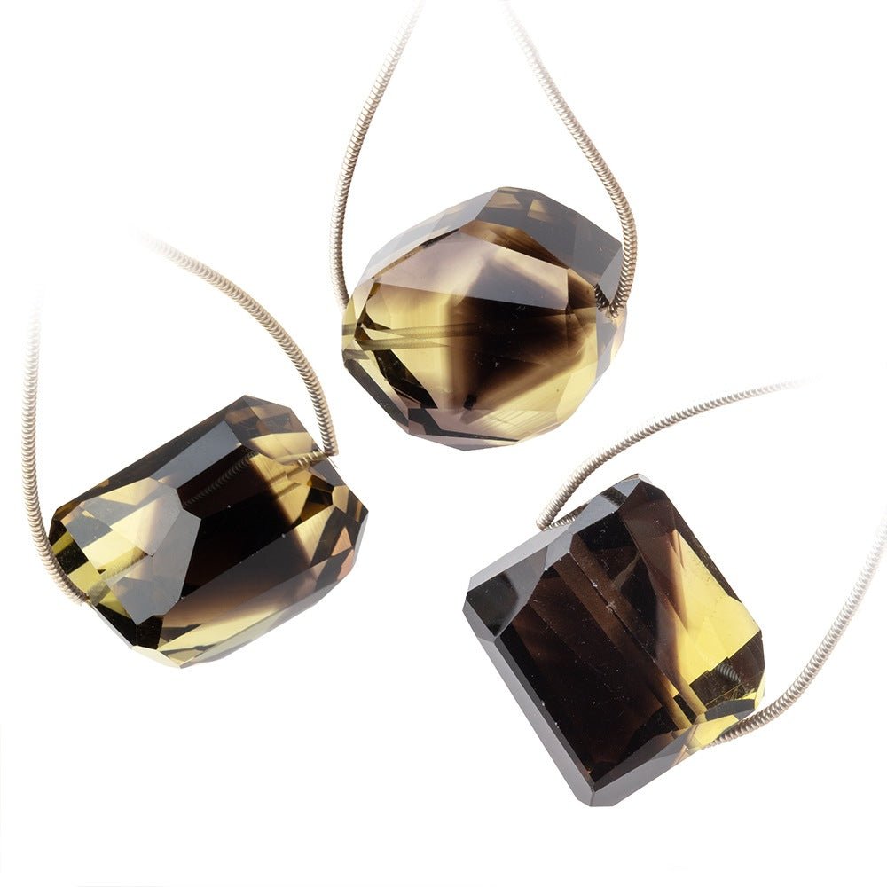 22x20mm Bi - Colored Quartz Faceted Nugget Focal 1 Bead - Beadsofcambay.com