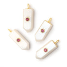 22x9mm Mystic Quartz Point with Bezeled Pink Sapphire Inlay 1 Pendant - Beadsofcambay.com