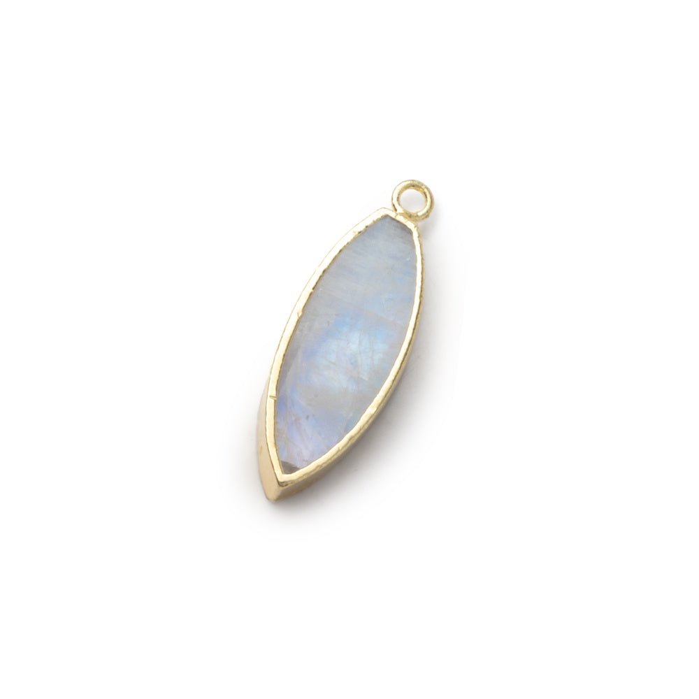 23 - 25mm Gold Leafed Rainbow Moonstone Marquise 1 Pendant - Beadsofcambay.com
