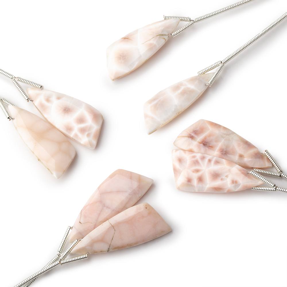 23 - 25mm Natrolite Fancy Shape Briolette Set of 2 Focals - Beadsofcambay.com