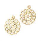 23.5mm Brushed Filigree Flower Charm Set of 2 pieces - Beadsofcambay.com