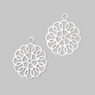 23.5mm Brushed Filigree Flower Charm Set of 2 pieces - Beadsofcambay.com