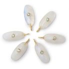 23x11mm Rainbow Moonstone Oval with Bezel Aquamarine Inlay 1 Pendant - Beadsofcambay.com