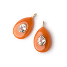 23x16mm Carnelian Pear with Bezeled White Topaz Inlay 1 Pendant - Beadsofcambay.com
