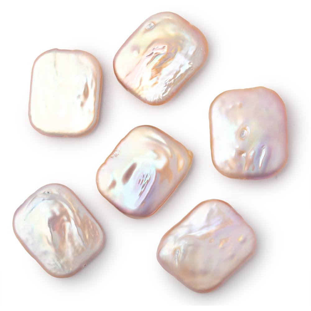 23x19 - 25x20mm Tonal Blush Rectangle Freshwater Pearl Focal 1 Piece - Beadsofcambay.com