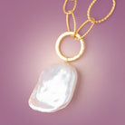 23x19 - 27x21mm Rosé White Rectangle Freshwater Pearl Focal 1 piece - Beadsofcambay.com