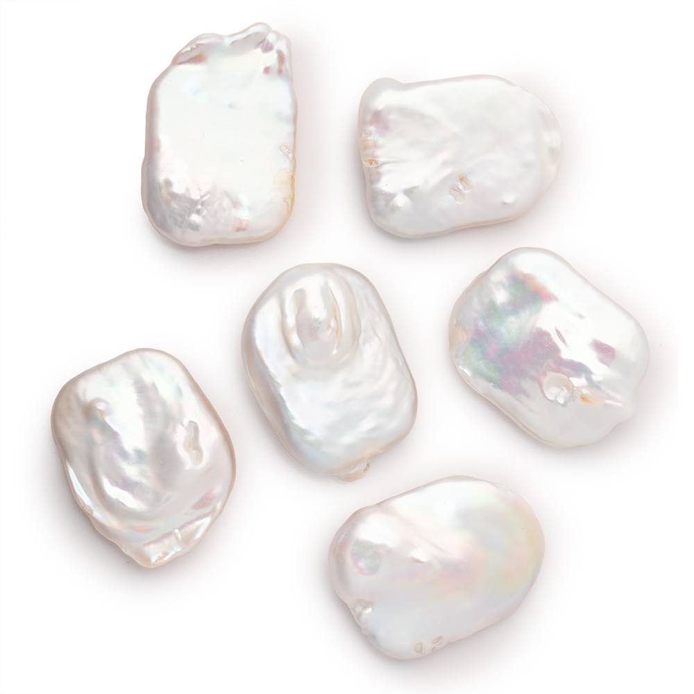 23x19 - 27x21mm Rosé White Rectangle Freshwater Pearl Focal 1 piece - Beadsofcambay.com