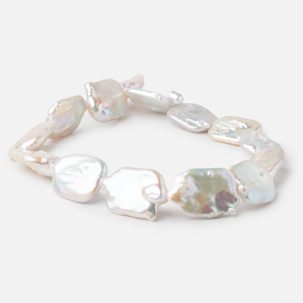 23x19 - 27x21mm Rosé White Rectangle Freshwater Pearls 15 inch 14 beads AA - Beadsofcambay.com