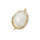 23x19mm Vermeil CZ Bezel Rainbow Moonstone Faceted Nugget Connector 1 Focal - Beadsofcambay.com