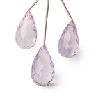 24-26mm Pink Amethyst Faceted Tear Drop Set of 3 Focal Beads - Beadsofcambay.com