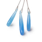24-37mm Santorini Blue Chalcedony Faceted Tear Drop Pendant Set of 3 Focals - Beadsofcambay.com