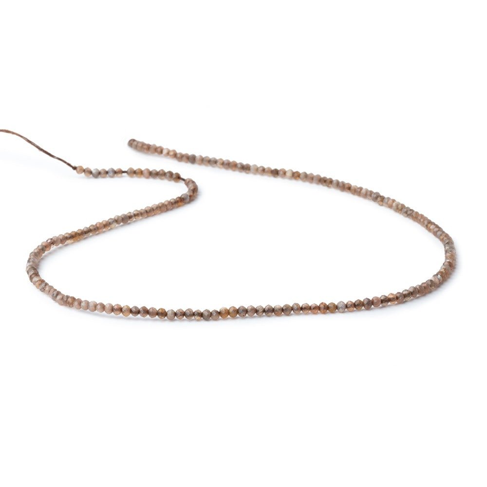 2.4mm Golden Sheen Moonstone Micro Faceted Rondelles 12.75 inch 174 Beads - Beadsofcambay.com