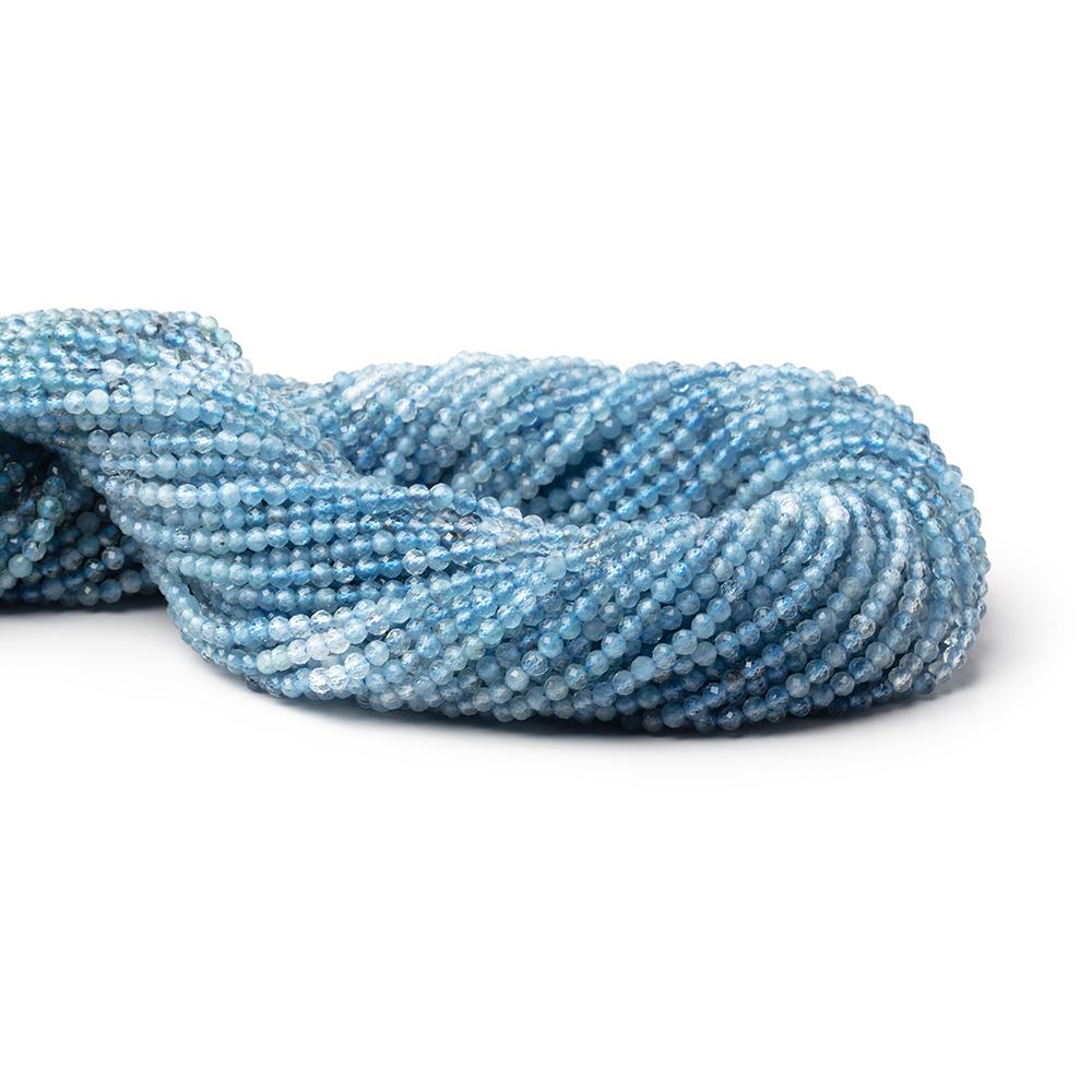 2.4mm Shaded Aquamarine Micro Faceted Round 12.5 inch 144 Beads - Beadsofcambay.com