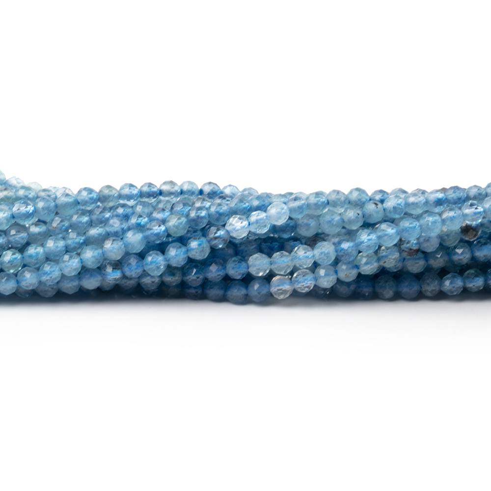 2.4mm Shaded Aquamarine Micro Faceted Round 12.5 inch 144 Beads - Beadsofcambay.com
