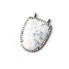 24x19mm Black Gold CZ Bezel Dendritic Opal Shield Connector 1 piece - Beadsofcambay.com