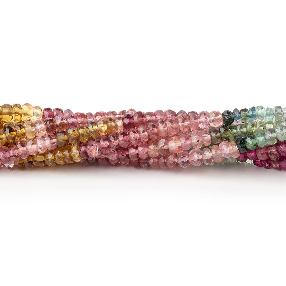 2.5 - 3mm Multi Color Tourmaline Faceted Rondelle 17.5 inch 275 Beads - Beadsofcambay.com