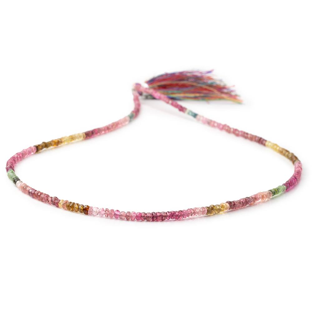 2.5 - 3mm Multi Color Tourmaline Faceted Rondelle 17.5 inch 275 Beads - Beadsofcambay.com