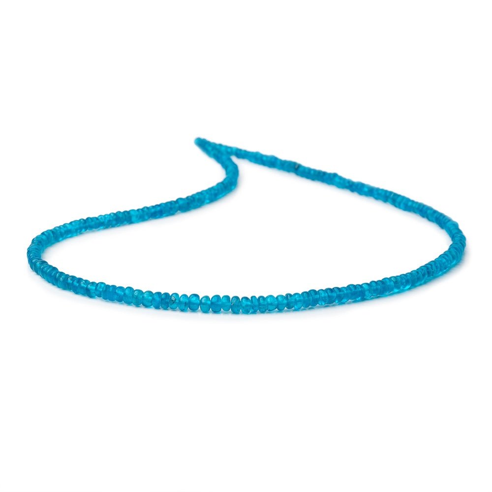2.5-4mm Neon Blue Apatite Plain Rondelle Beads 15.5 inch 182 pieces - Beadsofcambay.com